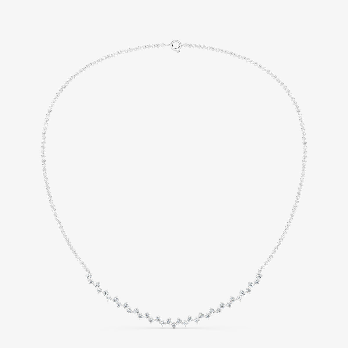 Dainty Curved Diamond Cluster Arc Chain Necklace