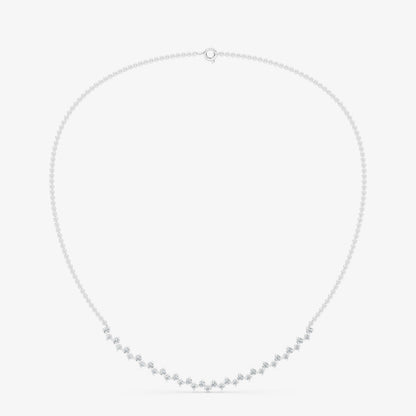 Dainty Curved Diamond Cluster Arc Chain Necklace