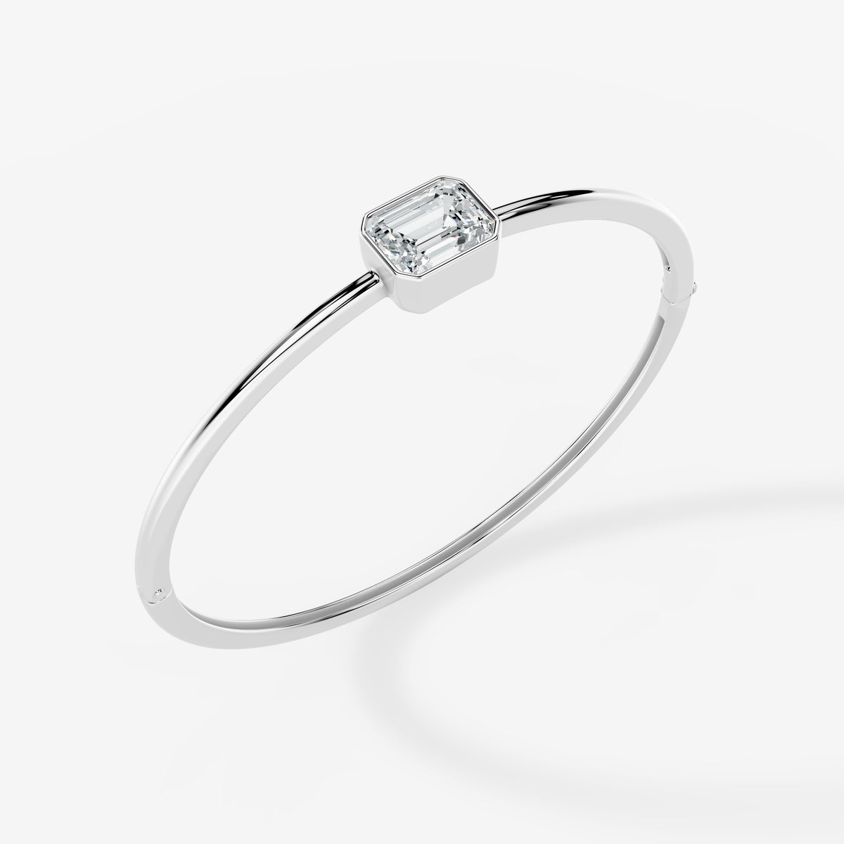 Emerald Cut Solitaire Openable Bangle Bracelet