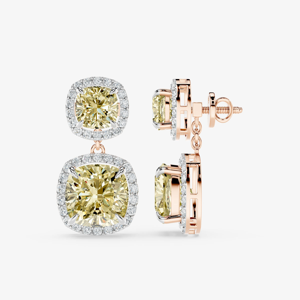 Cushion Halo Diamond Danglers