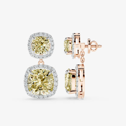 Cushion Halo Diamond Danglers