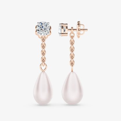 Classic Diamond & Pearl Dangle Earrings