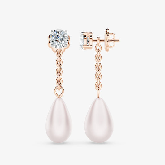 Classic Diamond & Pearl Dangle Earrings