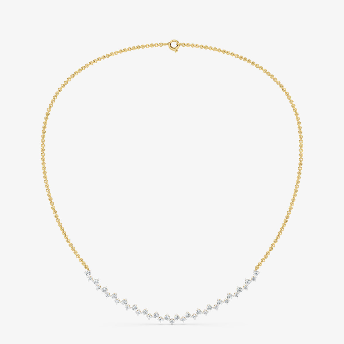 Dainty Curved Diamond Cluster Arc Chain Necklace