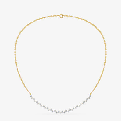 Dainty Curved Diamond Cluster Arc Chain Necklace