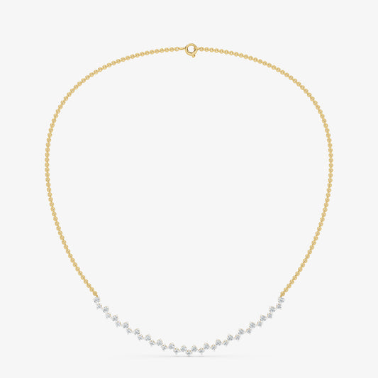Dainty Curved Diamond Cluster Arc Chain Necklace