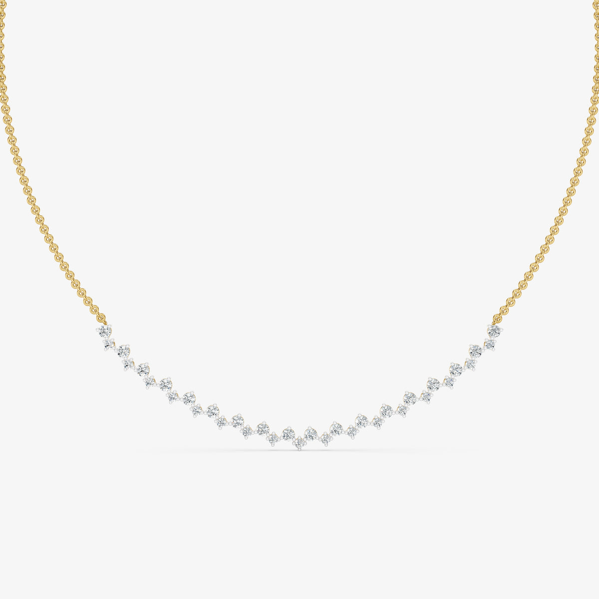 Dainty Curved Diamond Cluster Arc Chain Necklace