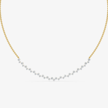 Dainty Curved Diamond Cluster Arc Chain Necklace