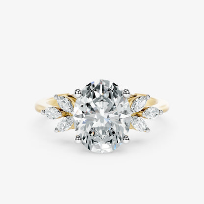 Oval Flourish Diamond Ring