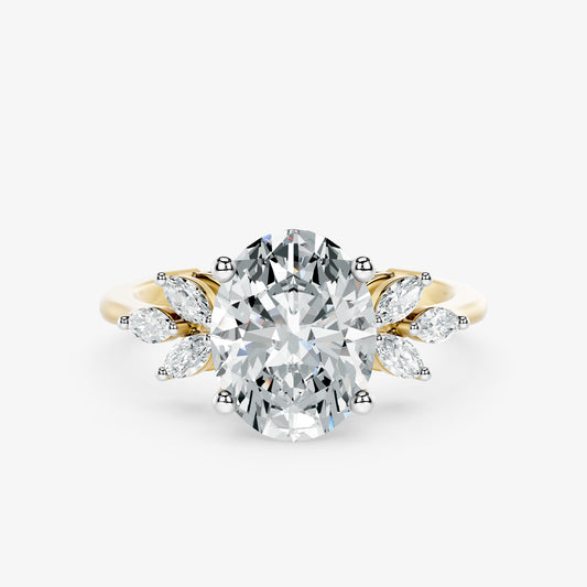 Oval Flourish Diamond Ring