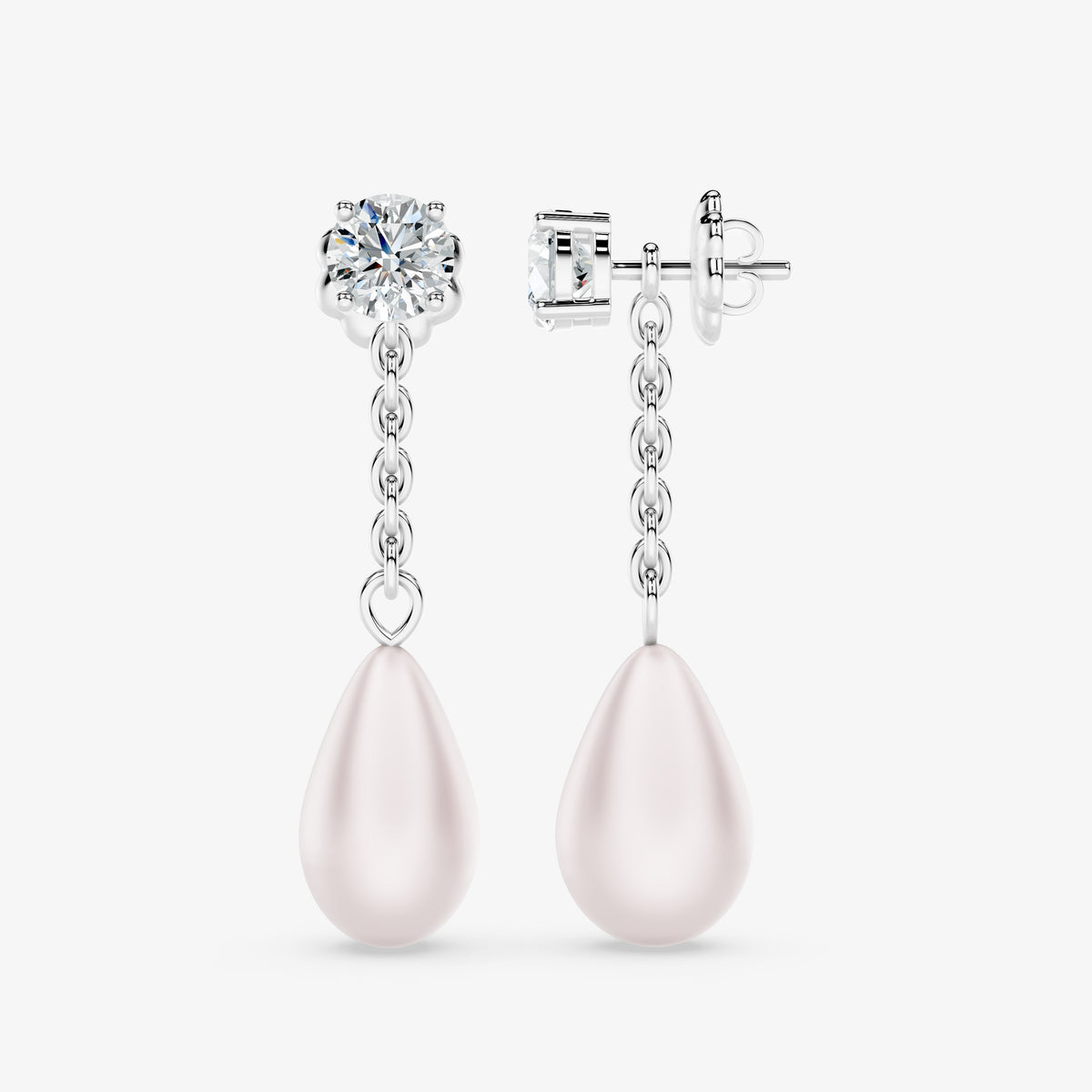 Classic Diamond & Pearl Dangle Earrings