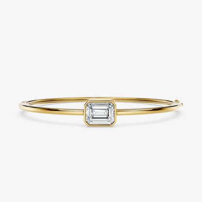 Emerald Cut Solitaire Openable Bangle Bracelet