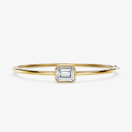 Emerald Cut Solitaire Openable Bangle Bracelet