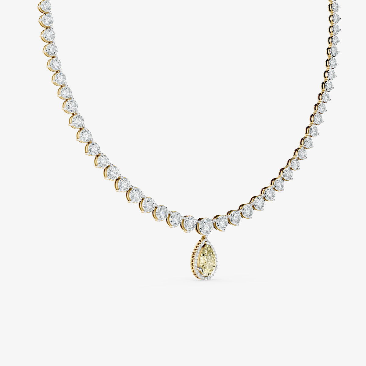 Convertible Graduated Diamond Riviera & Emerald Drop Necklace
