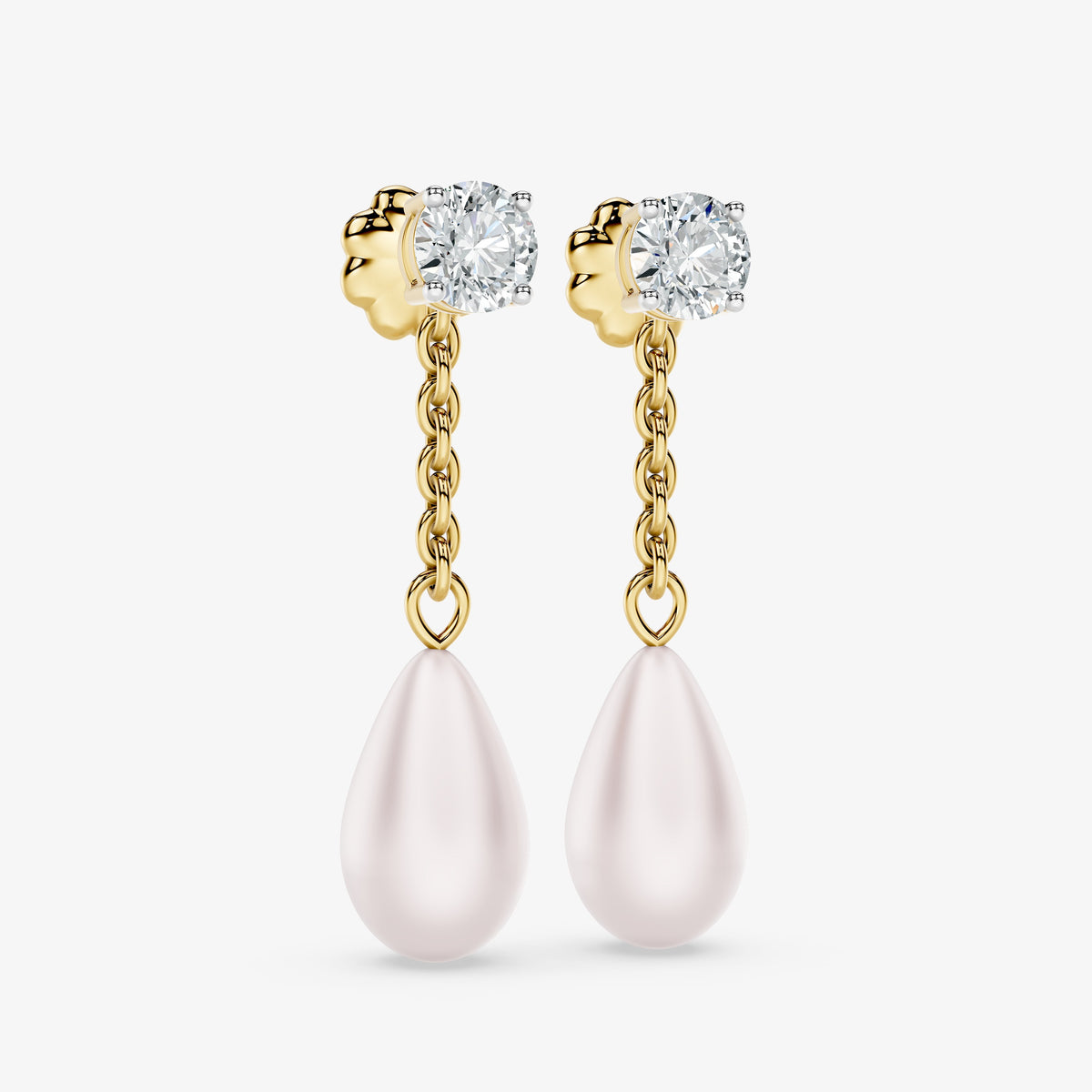 Classic Diamond & Pearl Dangle Earrings