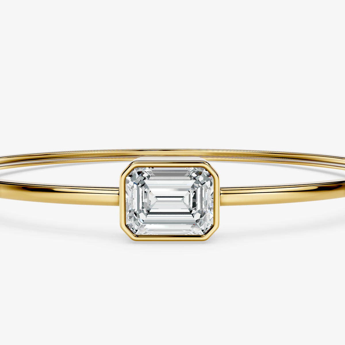 Emerald Cut Solitaire Openable Bangle Bracelet