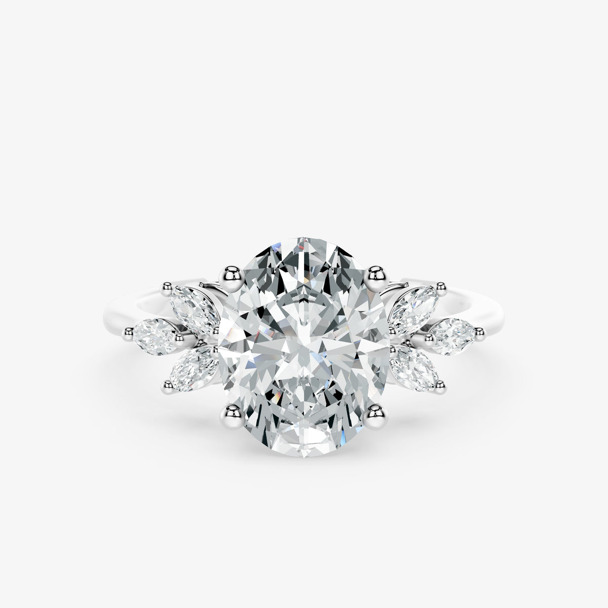 Oval Flourish Diamond Ring