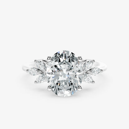 Oval Flourish Diamond Ring