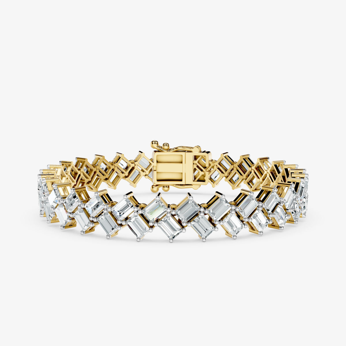 Emerald Cut Geometric Diamond Bracelet