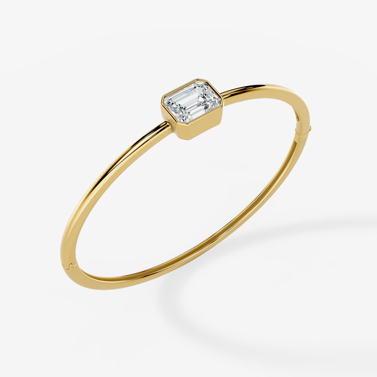 Emerald Cut Solitaire Openable Bangle Bracelet