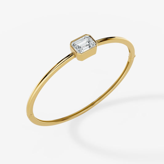 Emerald Cut Solitaire Openable Bangle Bracelet