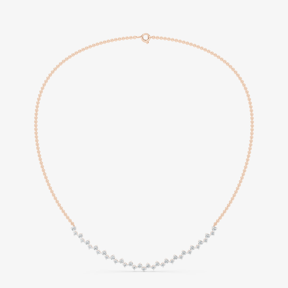 Dainty Curved Diamond Cluster Arc Chain Necklace