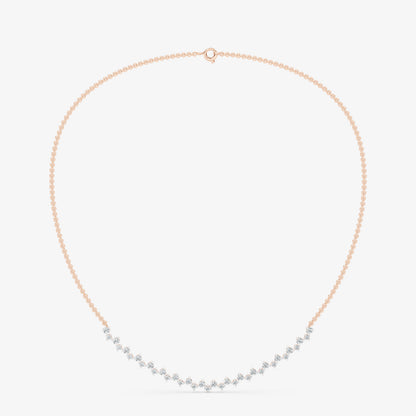 Dainty Curved Diamond Cluster Arc Chain Necklace