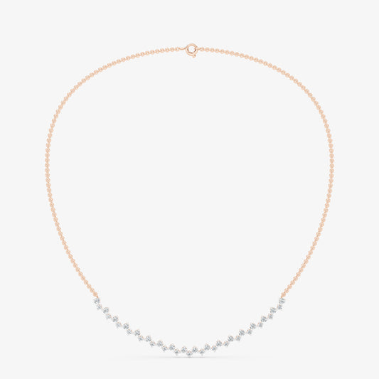 Dainty Curved Diamond Cluster Arc Chain Necklace