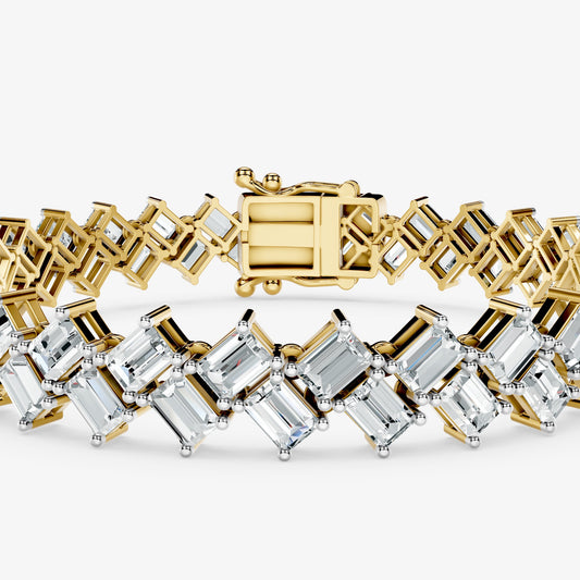 Emerald Cut Geometric Diamond Bracelet