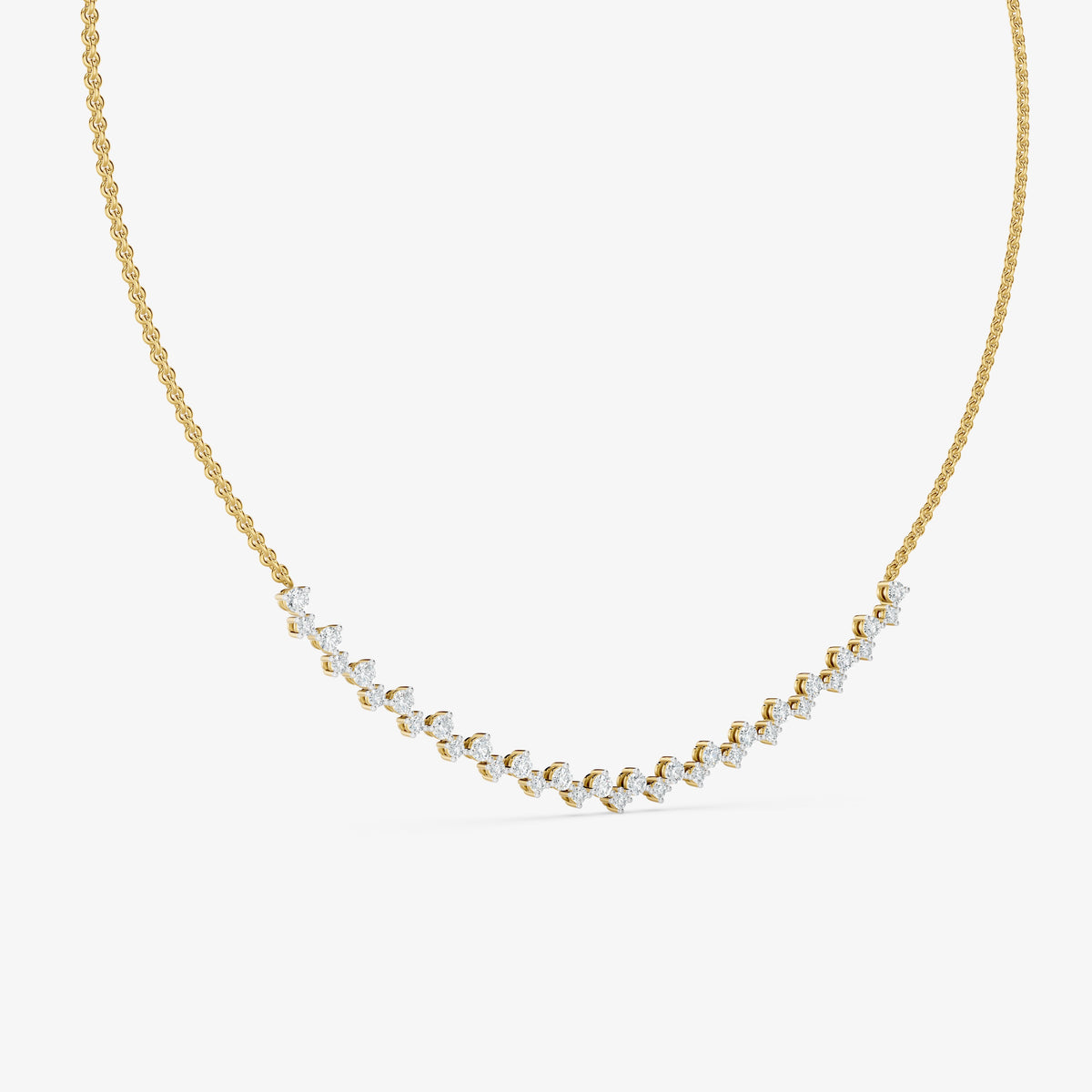 Dainty Curved Diamond Cluster Arc Chain Necklace