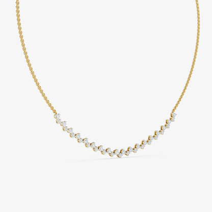 Dainty Curved Diamond Cluster Arc Chain Necklace