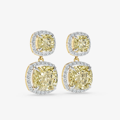 Cushion Halo Diamond Danglers