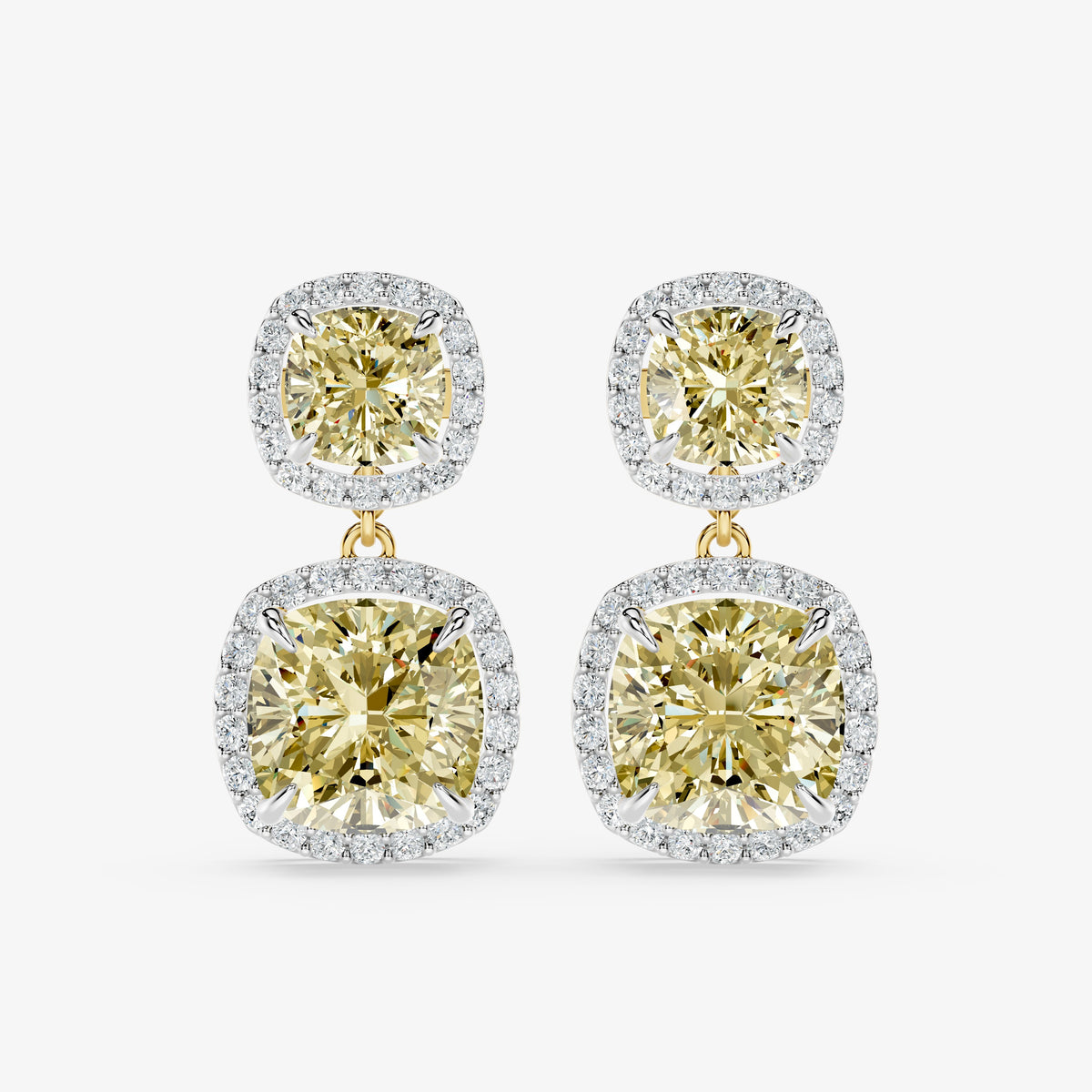 Cushion Halo Diamond Danglers