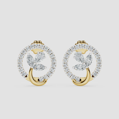 Floral Circle Diamond Stud