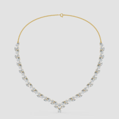 Marquise Cluster Diamond Drop V-Necklace