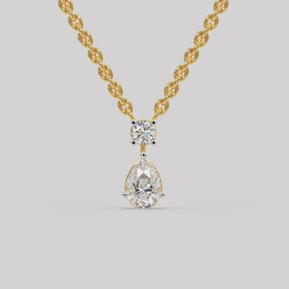 Pear and Round Cut Diamond Pendant