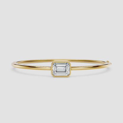 Emerald Cut Solitaire Openable Bangle Bracelet