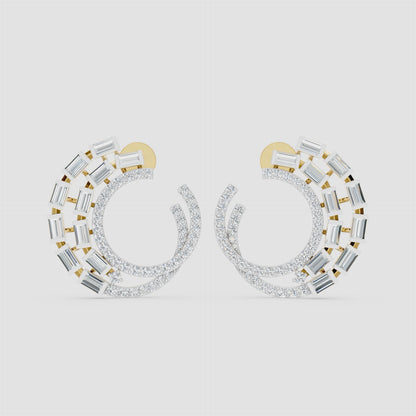 Eclipse Arc Diamond Stud Earrings