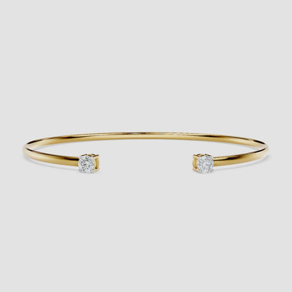 Minimalist Round Diamond Open Cuff Bracelet