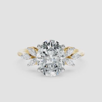 Oval Flourish Diamond Ring
