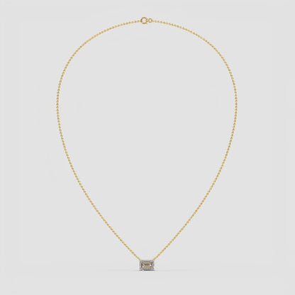 East-West Emerald Cut Diamond Pendant