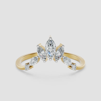 Marquise Floral Diamond Band Ring