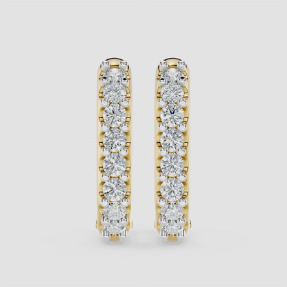 Elongated Round Diamond Hoop Earring