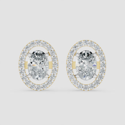 Azure Halo Solitaire Diamond Stud Earrings