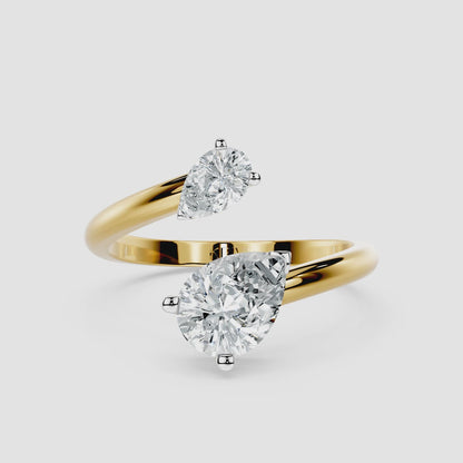 Duo Pear Diamond Crossover Ring