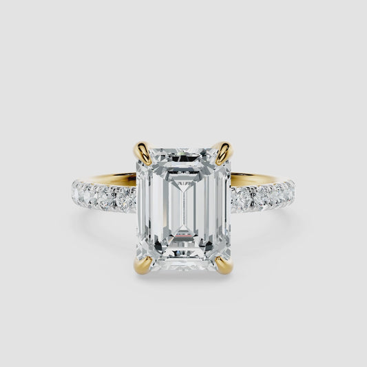 Emerald Crown Solitaire Diamond Ring