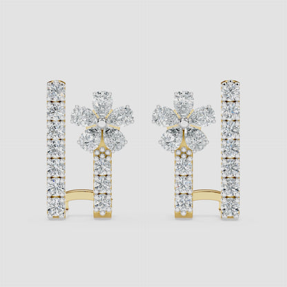 Petal Loop Diamond Huggie Earring