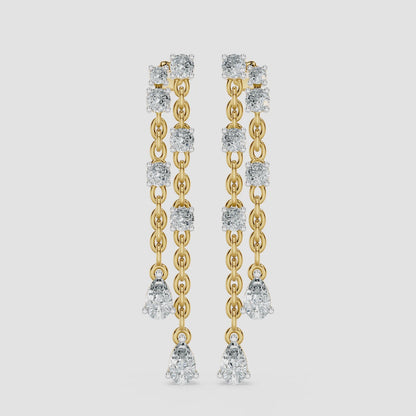 Diamond Chain Drop Earrings