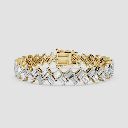 Emerald Cut Geometric Diamond Bracelet