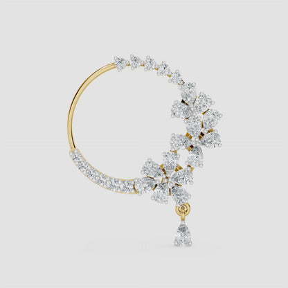 Crescent Bloom Diamond Nose Ring